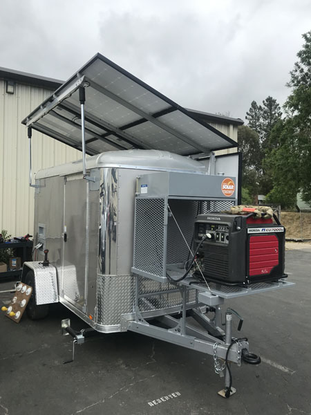 When unlocked, the front door folds down, providing a service platform for easy access while performing maintenance on this EU7000