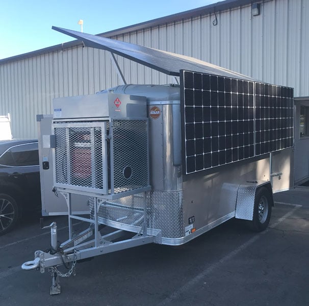 The optional Honda EU7000 is installed in a theft resistant cage that easily unlocks for service access