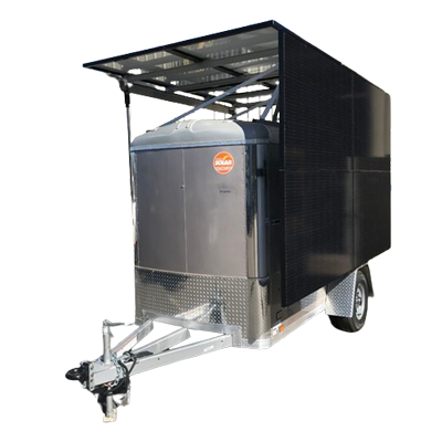 While still based on the 5x9-foot cargo body platform, the MS-415 mobile solar generator sports eight high powered photovoltaic modules